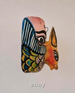 Vintage Hand Carved Painted Central American Folk Art Mask