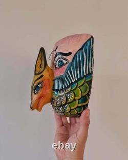 Vintage Hand Carved Painted Central American Folk Art Mask