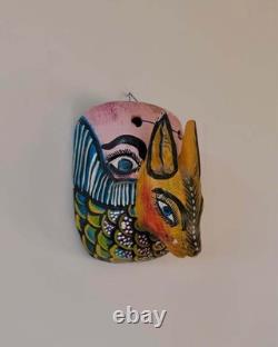 Vintage Hand Carved Painted Central American Folk Art Mask