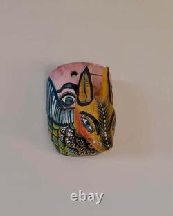 Vintage Hand Carved Painted Central American Folk Art Mask