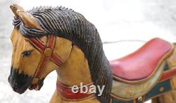 Vintage Hand Carved Painted Folk Art Wood Horse Sculpture 18 X 15
