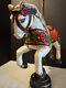 Vintage Hand Carved Painted Wooden Carousel Horse Folk Art Hair Tail Jumper