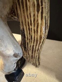 Vintage Hand Carved Painted Wooden Carousel Horse Folk Art Hair Tail Jumper