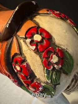 Vintage Hand Carved Painted Wooden Carousel Horse Folk Art Hair Tail Jumper