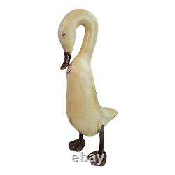 Vintage Hand Carved Standing Wood Duck Goose Sculpture Folk Art