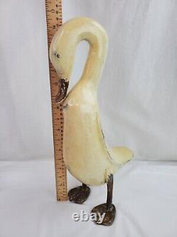 Vintage Hand Carved Standing Wood Duck Goose Sculpture Folk Art