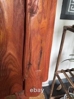 Vintage Hand Carved Superman Statue One of a Kind Solid Wood Folk Art Piece