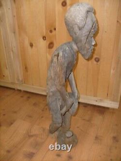 Vintage Hand Carved WOOD MAN Sculpture FOLK ART African Fisherman 22 inch