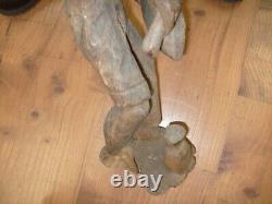 Vintage Hand Carved WOOD MAN Sculpture FOLK ART African Fisherman 22 inch