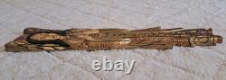 Vintage Hand Carved Wood Angel Wall Plaque Gold Gilt Folk Art 29 Mexico