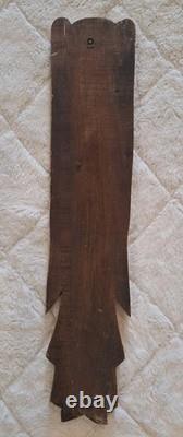 Vintage Hand Carved Wood Angel Wall Plaque Gold Gilt Folk Art 29 Mexico