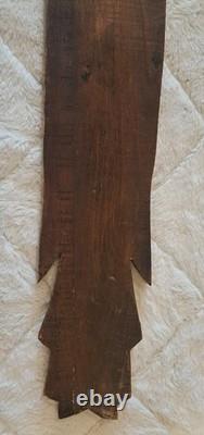 Vintage Hand Carved Wood Angel Wall Plaque Gold Gilt Folk Art 29 Mexico
