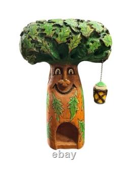 Vintage Hand Carved Wood Branch Tree Man House Spirit Folk Art Whimsical 9 Inch