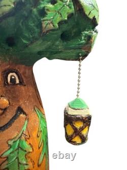 Vintage Hand Carved Wood Branch Tree Man House Spirit Folk Art Whimsical 9 Inch
