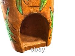 Vintage Hand Carved Wood Branch Tree Man House Spirit Folk Art Whimsical 9 Inch