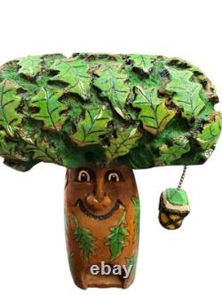 Vintage Hand Carved Wood Branch Tree Man House Spirit Folk Art Whimsical 9 Inch