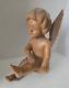 Vintage Hand Carved Wood Cherub Angel Putti Sitting Sculpture Folk Art Large 15
