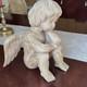 Vintage Hand Carved Wood Cherub Angel Putti Sitting Sculpture Folk Art Large 16