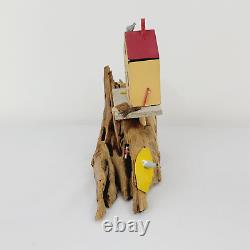 Vintage Hand Carved Wood Driftwood Folk Art Bait Shop Home Decor Decoration