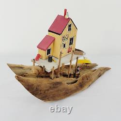 Vintage Hand Carved Wood Driftwood Folk Art Bait Shop Home Decor Decoration