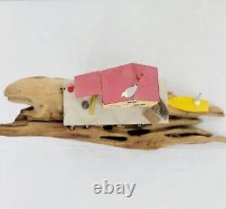 Vintage Hand Carved Wood Driftwood Folk Art Bait Shop Home Decor Decoration