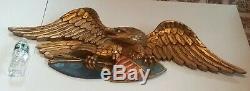 Vintage Hand Carved Wood Folk Art Bellamy Style Eagle Plaque