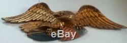 Vintage Hand Carved Wood Folk Art Bellamy Style Eagle Plaque