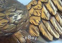 Vintage Hand Carved Wood Folk Art Bellamy Style Eagle Plaque