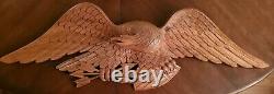 Vintage Hand Carved Wood Folk Art Bellamy Style Eagle Plaque 44 X 14x 5 Large