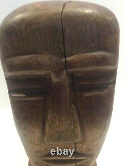 Vintage Hand Carved Wood Folk Art Bust Head Sculpture