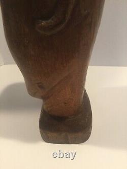 Vintage Hand Carved Wood Folk Art Bust Head Sculpture