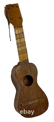 Vintage Hand Carved Wood Folk Art Ukulele Venezuelan 4-String Musical Instrument