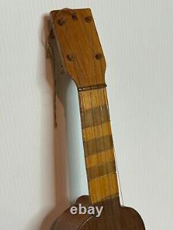 Vintage Hand Carved Wood Folk Art Ukulele Venezuelan 4-String Musical Instrument