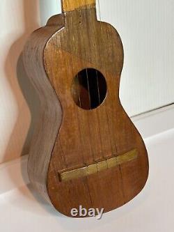 Vintage Hand Carved Wood Folk Art Ukulele Venezuelan 4-String Musical Instrument