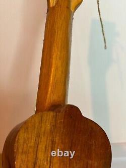 Vintage Hand Carved Wood Folk Art Ukulele Venezuelan 4-String Musical Instrument