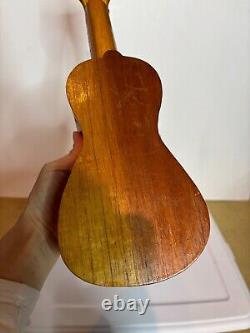 Vintage Hand Carved Wood Folk Art Ukulele Venezuelan 4-String Musical Instrument