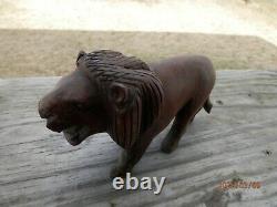 Vintage Hand Carved Wood Lion Folk Art See Photos