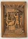 Vintage Hand-carved Wood Relief Plaque Blacksmith Scene Monogram Ap Folk Art