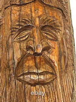 Vintage Hand Carved Wood Sasquatch, Texas Folk Art, Yeticavemanlarge 22original