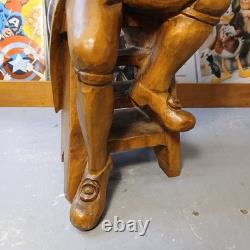 Vintage Hand Carved Wood Scholar Gentleman with Books Folk Art Library Decor 16
