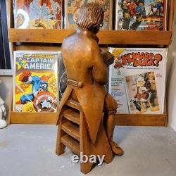 Vintage Hand Carved Wood Scholar Gentleman with Books Folk Art Library Decor 16 Vintage Hand Carved Wood Scholar Gentleman with Books Folk Art Library Decor 16