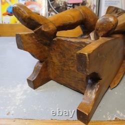 Vintage Hand Carved Wood Scholar Gentleman with Books Folk Art Library Decor 16