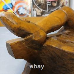 Vintage Hand Carved Wood Scholar Gentleman with Books Folk Art Library Decor 16