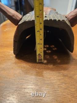 Vintage Hand Carved Wood Torito Bull Folk Art Mask Carnival Mexican Guatemalan