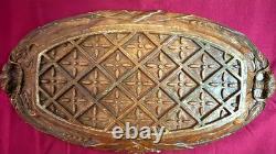 Vintage Hand Carved Wood Wall Plaque Relief Wheat Sheaf Folk Art Decor