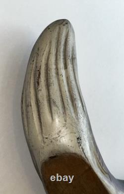 Vintage Hand-Carved Wooden BLUE WHALE Sculpture Folk Art Statue 16.5 Nautical