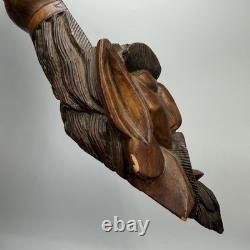 Vintage Hand-Carved Wooden Bearded Man Wall Plaque Rustic Folk Art Decor 52cm