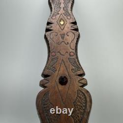 Vintage Hand-Carved Wooden Bearded Man Wall Plaque Rustic Folk Art Decor 52cm