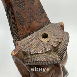 Vintage Hand-Carved Wooden Bearded Man Wall Plaque Rustic Folk Art Decor 52cm