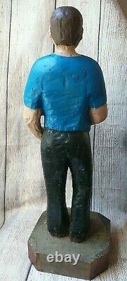 Vintage Hand Carved Wooden Folk Art FIREMAN Hand Painted Figure LARGE 27 Inches